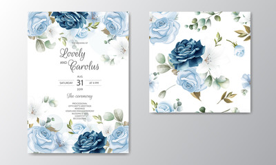 Hand Drawn Floral Wedding Invitation Card and Seamless Pattern Floral