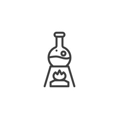 Chemical experiment line icon. linear style sign for mobile concept and web design. Test tube flask on fire outline vector icon. Scientific research symbol, logo illustration. Vector graphics