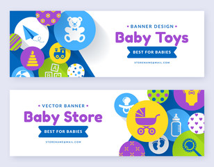 Baby banners. Vector horizontal templates.
