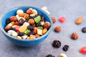 vegetarian snack healthy food nuts and dry fruits in a plate