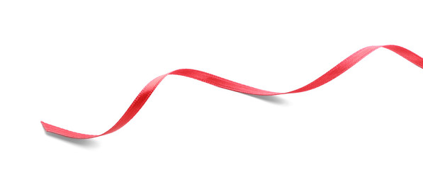 Beautiful red ribbon on white background