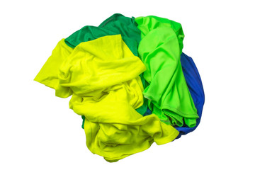 .A pile of colorful clothes, white background