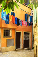 Colorful outfit on the street of old town.