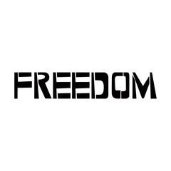 Freedom stencil lettering. Spray paint graffiti on white background. Design lettering templates for greeting cards, overlays, posters