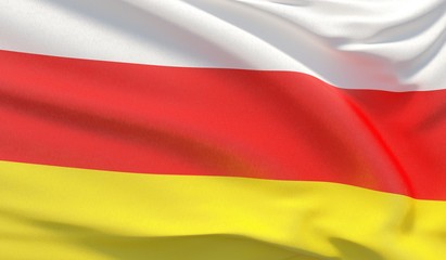 Waving national flag of South Ossetia. Waved highly detailed close-up 3D render.
