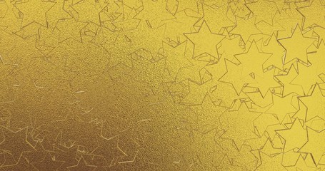 Golden foil with snowflakes texture. New year background. 3d render