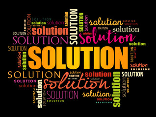 SOLUTION word cloud collage, business concept background