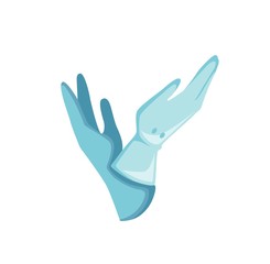 Magician gloves flat vector illustration. Magic trick, mystery entertainment. Illusionist accessory, clothing isolated on white background. Wizard show equipment. Magical performance symbol.