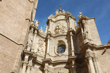 Fototapeta premium Saint Mary Cathedral detail in Valencia, Spain. Baroque style architecture.