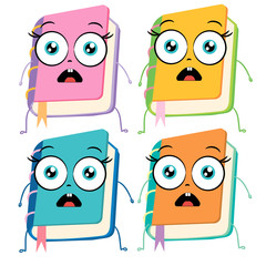 image of a colored book with a funny face isolated on white background, cartoon book icon