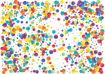 Festive color round confetti background. Abstract frame confetti texture for holiday, postcard, poster, website, carnivals, birthday and children's parties. Cover confetti mock-up. Wedding card layout