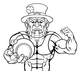 A Leprechaun Holding Tennis Ball Sports Mascot