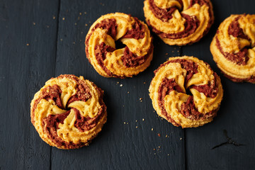 Cookies on a dark wooden background