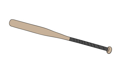 Baseball bat. Hand drawn. Isolated on white background.