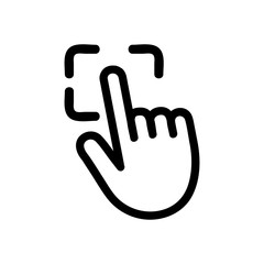 Scan the finger icon vector. Thin line sign. Isolated contour symbol illustration