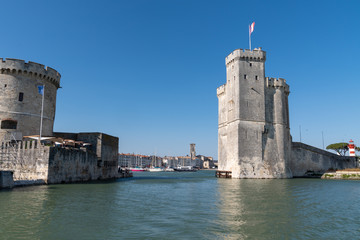 Fototapeta na wymiar old ancient port harbour in La Rochelle city France