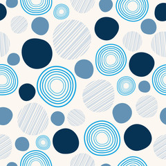 Cirkel abstracte naadloze patroon met hand getrokken. Vector geometrische cirkels voor mode-illustratie en textiel print.
