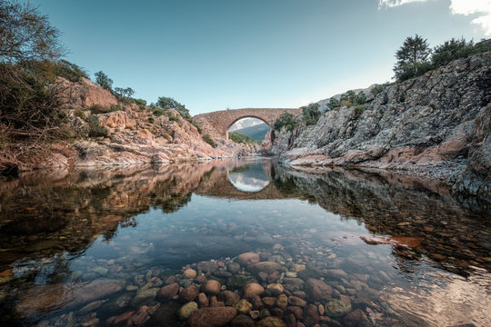 Ponte Vecchiu bridge over the Fango river in Corsica
