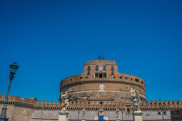 Fototapeta na wymiar Sant'Angelo Castle and Bridge in Rome, Italy