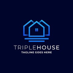 Triple House Design Illustration Vector Template
