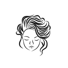 Vector symbols and logo designs idea with women portrait silhouettes. Elegant and classy graphics for spa, wellness, beauty salons and hair studios