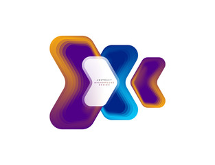 Vector arrow geometric banner created with blend color shapes effects. Trendy simple button, icon or business branding logo template, minimal style. Illustration For Wallpaper, Banner, Background