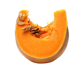 Sliced, cut muscat squash isolated on white background