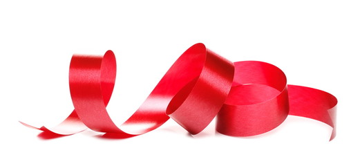 Red ribbon isolated on white background