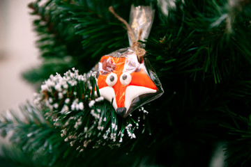 Chanterelle cookies hanging on a Christmas tree