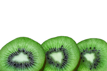 Slice of kiwi fruit isolated on white background.