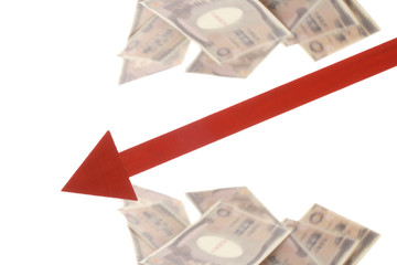 お札と赤字の矢印を表した図