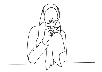 Muslim woman eating ice cream