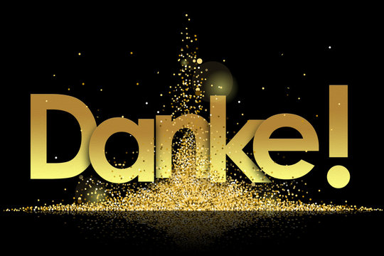 danke in golden stars and black background