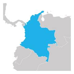 Map of Colombia green highlighted with neighbor countries