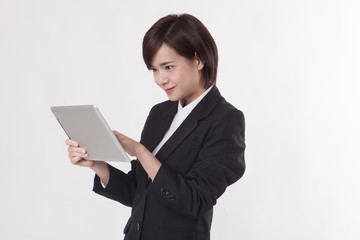 Young Asian short hair female model in formal dress which is good for business purpose