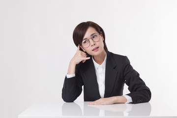 Young Asian short hair female model in formal dress which is good for business purpose