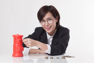Young Asian short hair female model in formal dress which is good for business purpose