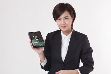 Young Asian short hair female model in formal dress which is good for business purpose