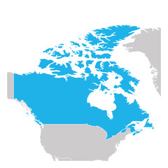 Map of Canada green highlighted with neighbor countries