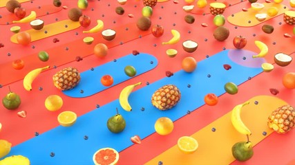 Motion graphics background of healthy fresh fruits