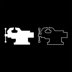 Vice Jaw vise Repair clamp tool icon outline set white color vector illustration flat style image