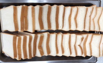 Top view of sliced bread.
