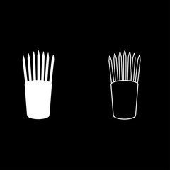 Pencils in glass stands upright office supplier concept Work place icon outline set white color vector illustration flat style image