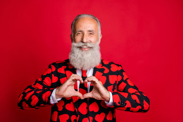 Close-up portrait of his he nice attractive cheerful cheery glad amorous friendly bearded...