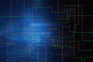 2d illustration Abstract futuristic electronic circuit technology background