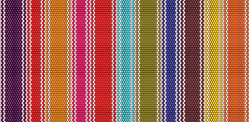 Cotton fabric Blanket stripes seamless vector pattern. Background for Cinco de Mayo party decor or ethnic mexican fabric pattern with colorful stripes. Serape design