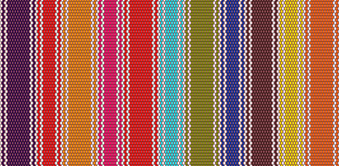 Blanket stripes seamless vector pattern. Background for Cinco de Mayo party decor or ethnic mexican fabric pattern with colorful stripes. Serape design