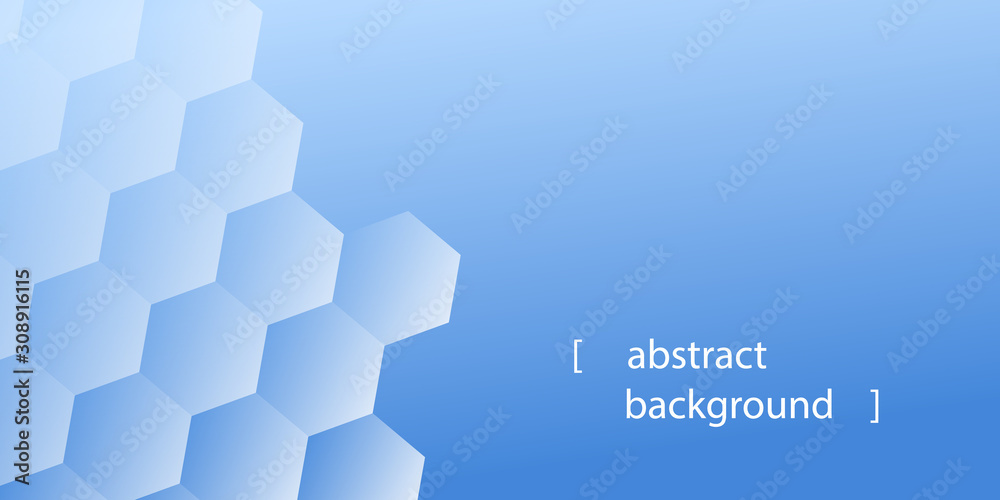 Poster creative blue abstract hexagonal pattern with gradients.