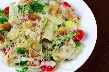 salmon and vegetable salad with parnisan	