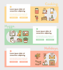 Hygge color linear icons set